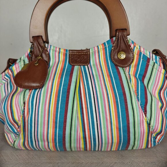 Relic By Fossil Striped Multicolor Handbag With Dual Handles & Adjustable Strap - Picture 3 of 9